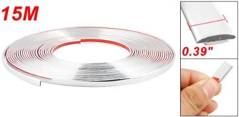 sourcing map 12M x 10mm Chrome Silver Tone Trim Decoration Strip for Car Auto, 39.37ft - Image 3