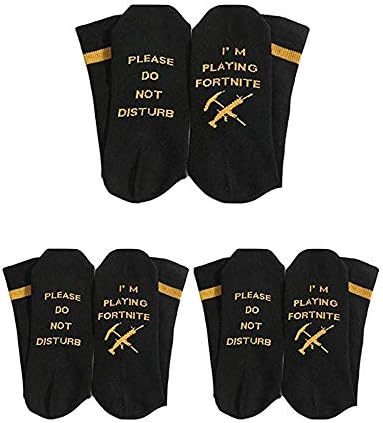 Funny Ankle Socks, “Do Not Disturb, I’m Playing Fortnite” 3 Pairs Cotton Novelty Socks Casual Non Slip Gag For Fortnite Lover