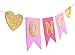 May&June Pink And Gold Glitter First Birthday One Banner, High Chair Decoration