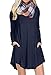 POSESHE Women's Long Sleeve O-Neck Casual Loose Fit T-Shirt Dress Navy Blue S