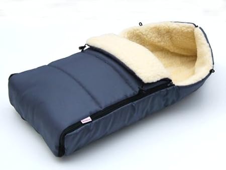 BABYLUX Fußsack LAMMWOLLE 90cm Winterfußsack Kinderwagen- Babyschale- Fußsack (Graphit)
