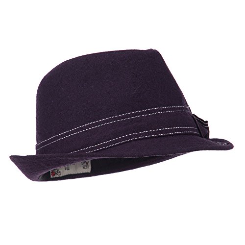 Ladies Fedora with Ribbon and Stitching - Purple OSFM