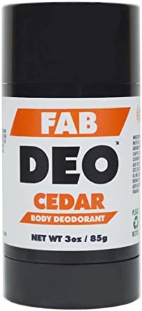 FabDeo CEDAR Natural Deodorant 3 oz - Vegan and Cruelty Free - No Sulfurs or Heavy Metals - America's Favorite