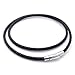 jonline24h Mens Womens Black Braided Leather Cord Rope Necklace Chain Stainless Steel Clasp 4mm 14-30inch