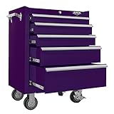 Viper Tool Storage V2605PUR 26-Inch 5-Drawer 18G Steel Rolling Cabinet, Purple