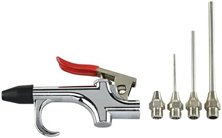 5pc Air Compressor Blow Gun Tool Kit 3 Nozzles Inflation Needle Spray Blower Set