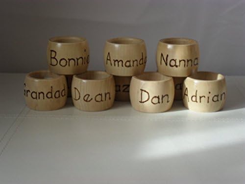 Personalised with Pyrography Wooden Napkin ring. BARREL style.