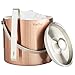 VonShef 3 Liter Copper Stainless Steel Ice Bucket Barware Kit - Double Walled Insulated with Lid, Carry Handle and Tongs Set
