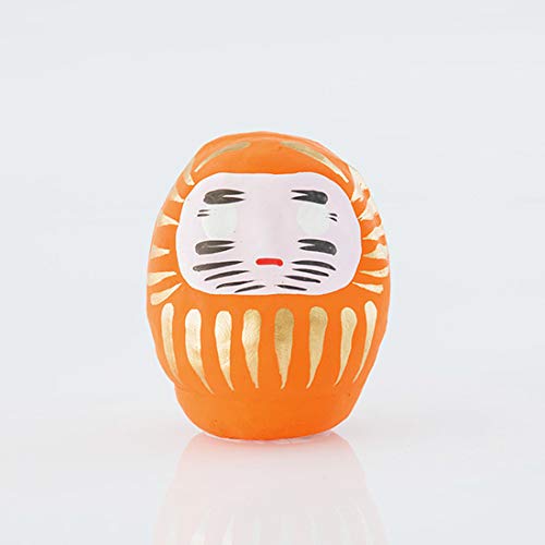 Yoshida Daruma 6 cm Paper Mache Daruma Doll, Good Luck Charm, Orange
