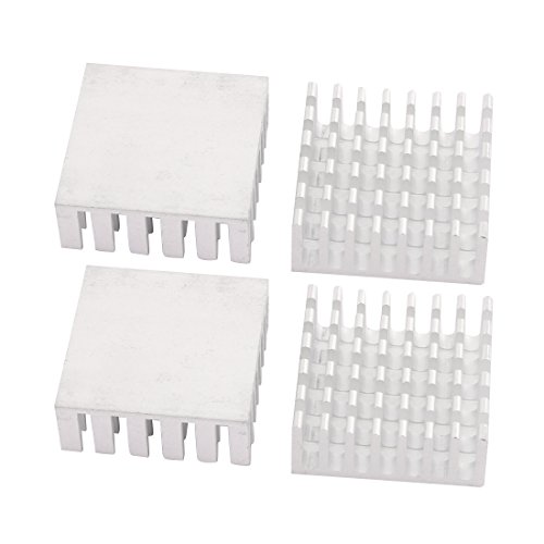 uxcell 4Pcs 25mm x 25mm x 10mm Aluminum Heatsink Heat Diffuse Cooling Fin Silver Tone