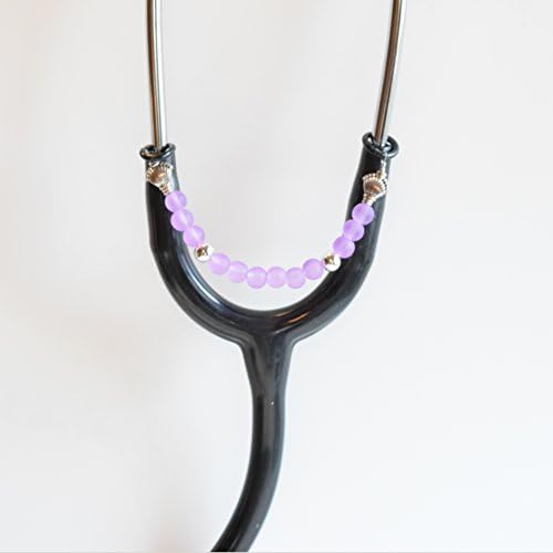 Women's Beaded Stethoscope ID Tag Pendant Charm Jewelry Accessories LILAC PURPLE