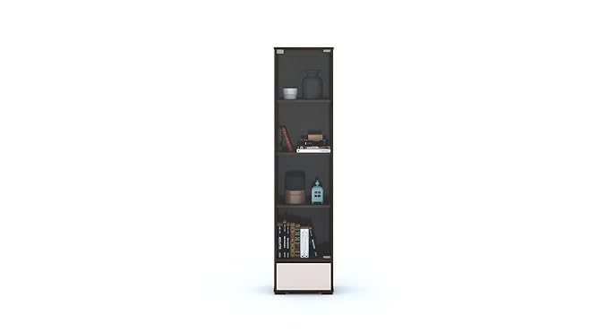 Urban Ladder Iwaki Bookshelf with Glass Door (Dark Walnut Finish, Brown)