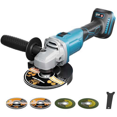 1200 W Battery Angle Grinder for Makita Battery 18 V (without Battery), 125 mm Battery Flex with 4 Speeds, Brushless Professional Angle Grinder with 2 Sanding Discs 2 Cutting Discs for Grinding, Separating