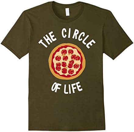 Men's The Circle Of Life Pizza TShirt Medium Olive