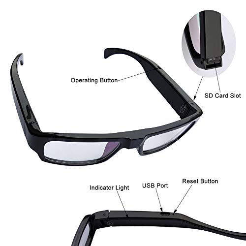 Spy Camera Glasses With Video Support Up To 32GB TF Card 1080P Video