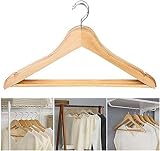 BARGAIN FACTORY Wooden Hangers 360 Rotatable Hook Round Bar Notches Pack of 20 view 3