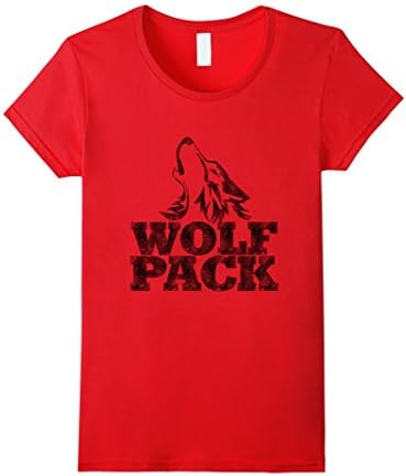 Women's WOLF PACK T-Shirt Funny Vintage Large Red