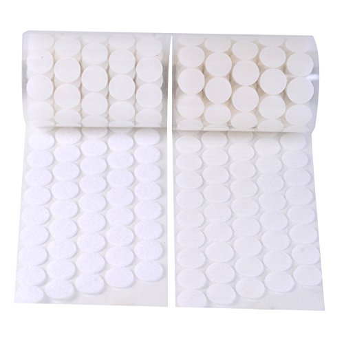 Vkey 1000pcs 500 Pairs 2cm Diameter Adhesive Sticky Back Coins Hook Loop Self Adhesive Dots Tapes Magic Sticky White