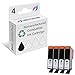 HOTCOLOR 564XL Black Ink Cartridges (4-Pack) Remanufactured for HP 564XL Black Ink Cartridge (CN684WN)