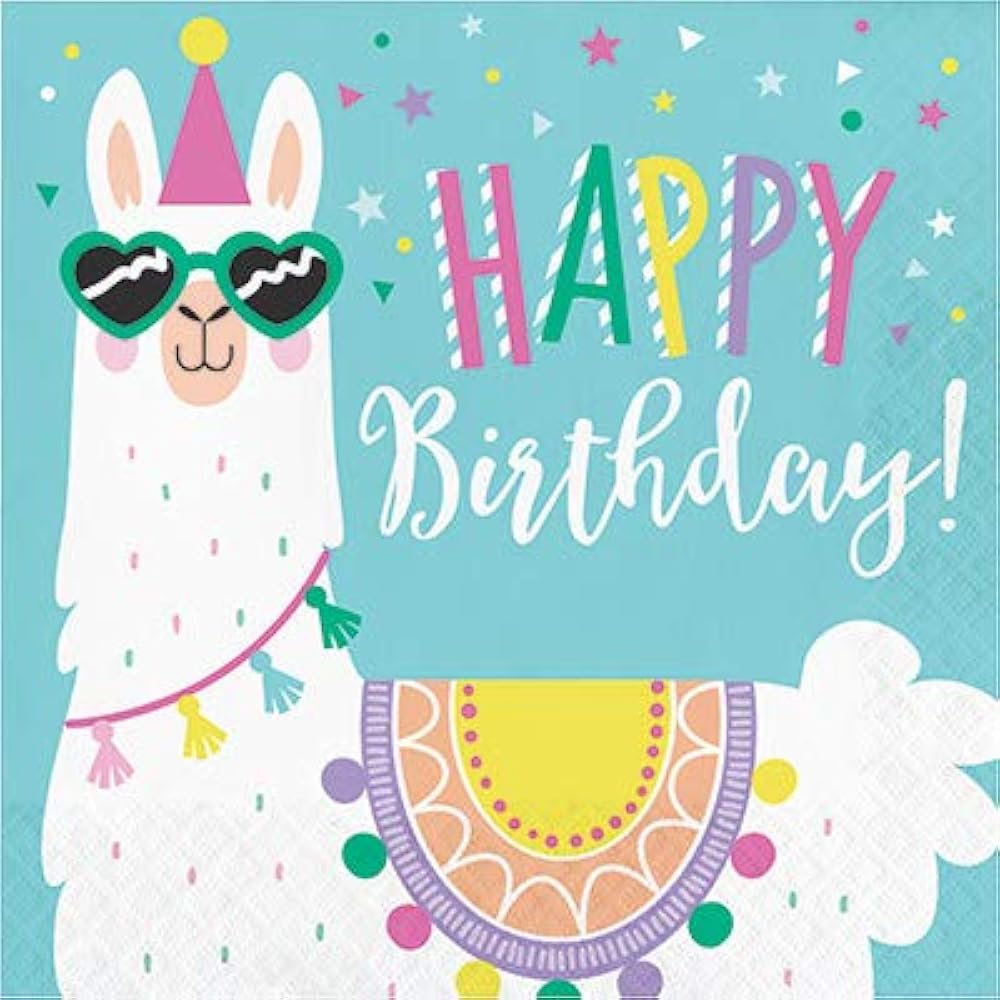 Llama Themed Happy Birthday Paper Party Supplies Serves 16 Cake Plates