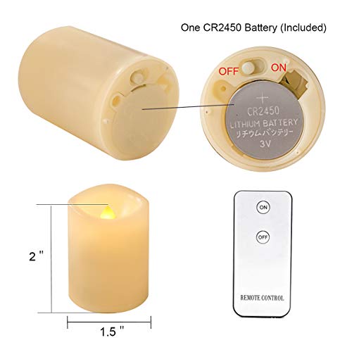DRomance Flickering Flameless Votive Candles Bulk with Remote, Battery Operated LED Tealights Candles(Battery Included), Set of 6 Plastic Warm Light Christmas Home Decoration(Ivory, 1.5 x 2 Inch) - Thumbnail 6