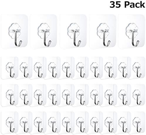 壁掛けフック 35個入り フック 粘着フック 壁フック ピンフック 壁に穴を開けない 冷蔵庫 キッチン 壁掛け収納 最安値挑戦 洗濯機 ステンレスフック 収納 F 強力 Soys ドライヤー 傷つけない