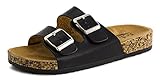 Kali Womens Open Toe Buckle Strap Sandals, Womens, Black, 7 M US Women