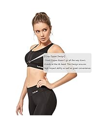 Sujetador deportivo para dama con cremallera frontal, espalda cruzada y detalles de malla, sujetador de entrenamiento de alto impacto