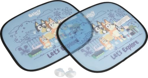Par de Cortinas Tataway Bluey para Laterales de Coche, 44 x 35 cm, Parasol para Ventana, protección Solar y térmica, diseño Colorido para niños