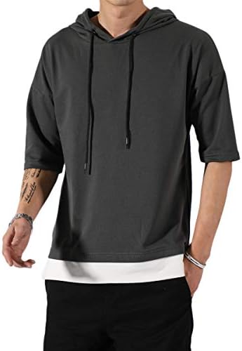 メンズ Tシャツ 半袖 無地 七分袖 パーカー おしゃれ 大きいサイズ カットソートップス フード付き インナー 春 秋 ゆったり カジュアル プルオーバー B086h3gh81 450円 セール開催中最短即日発送 新作 人気 送料無料 激安 お買い得 キ フト