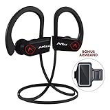 Antzz IPX7 Wireless Bluetooth Headphones Earbuds Waterproof Noise Cancel for Androids iPhones Cordless Headset Earphone Running Gym Sports (Black)
