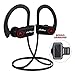 Black Wireless Bluetooth Noise-Cancelling Waterproof Sports Headset with Microphone Earbuds by Antzz, 8-Hour Battery Life with Dual Phone Charging Cable and Sports Armband