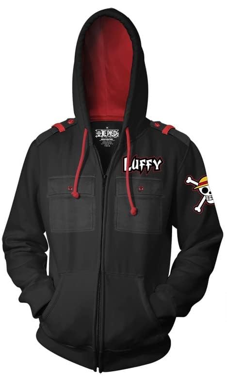 Ripple Junction One Piece Men's Authentic Full Zip Hooded Sweatshirt w/Chest Pockets Epaulettes Officially Licensed