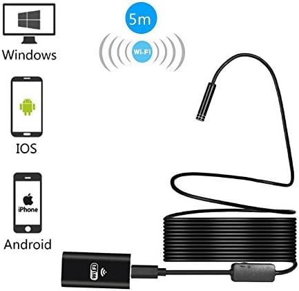 Wireless Endoscope, Timkyo WiFi Borescope Inspection Camera 2.0 Megapixels 720P HD 8 Led 8.0mm IP67 Waterproof Semi-rigid Snake Pipe Tube Camera for Android IOS Tablet Smartphone