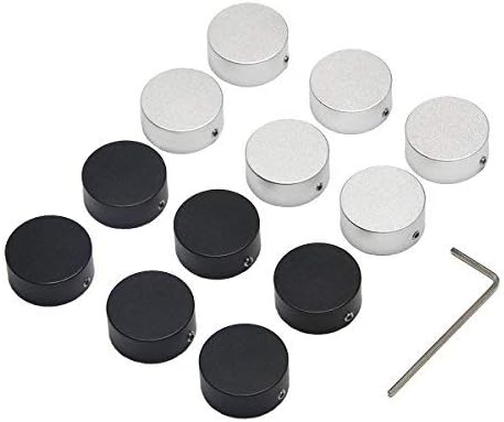 Footswitch Topper Guitar Pedal Button Caps with 3 Set Screws and Protective Fitting Increasing Accuracy,Comfort for Common Switches diameter of 3/8"| SOLUTEK BUTTONS V1 12Pcs Black Silver