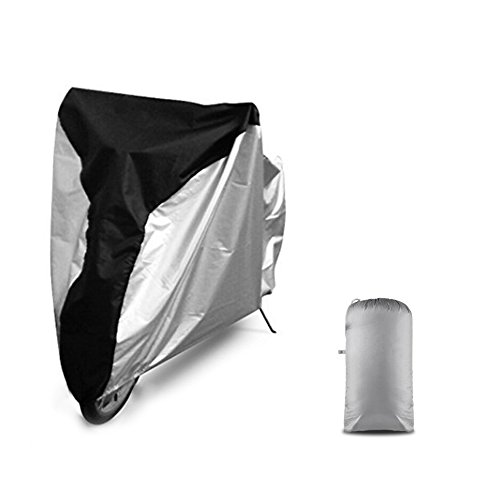 RUNACC Bike Cover Outdoor Waterproof Bicycle Cover for Mountain Bike Road Bike with Triple protection from Wind Dust and Rain, Black and Silver