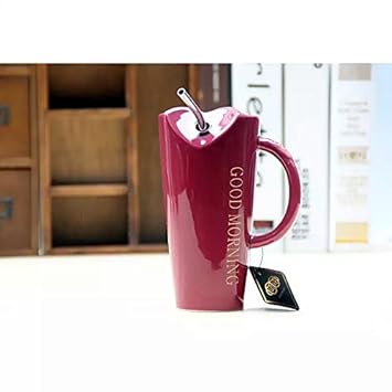 Satyam Kraft Ceramic Personalized Coffee Mug with Metal Straw, Multicolour (450 ml)