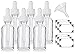 JUVITUS 1 oz / 30 ml Clear Glass Boston Round Bottle with White Dropper + Funnel (6 Pack)