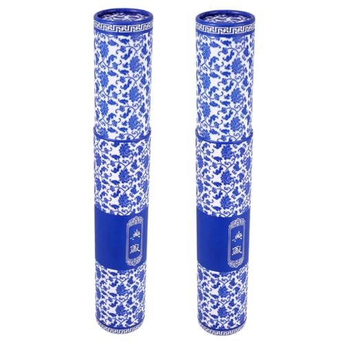 HAPINARY 2 Pcs Elegant Porcelain Artwork Storage Tube Adjustable Telescoping Document Holder for Drawings Blueprints and Easy Retrieval Traditional Design