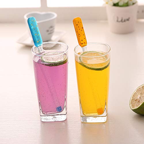 Fused Glass Swizzle Sticks Drinking Stirrers Stir - Rainbow Drink Swizzle Sticks Perfect for Coffee Beverage Wedding Tableware and Cocktails Martini Barware - Pack of 6 by Quotidian (Drizzle) B