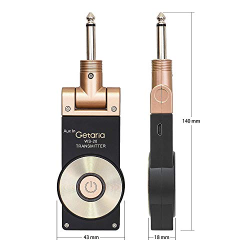 Getaria 2.4GHZ Wireless Guitar System Rechargeable Digital Transmitter Receiver for Electric Guitar Bass Violin