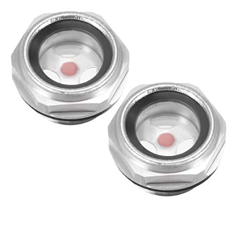Chiloskit 2PCS G 3/8" Male Threaded AL Oil Level Sight Glass Window Air Compressor Accessories (G3/8"(2Pcs))