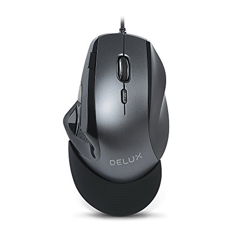 EALEK Delux M910 Wired Ergonomic Vertical Mouse Anti-skidding Design Office Comfort Mice Built In Weight Corded Gaming Mouse With Removable Palm Rest For PC Laptop Computer