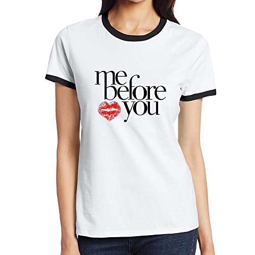 Women's Two-toned Tshirt-Fashion Me Before You Love Your Lips Black SizeXXL