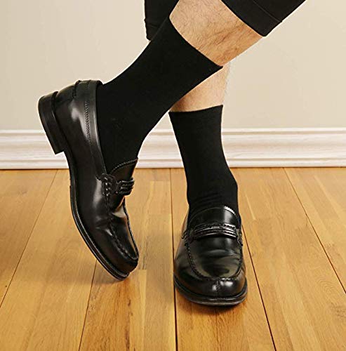 Men's Dress Socks - Cotton Socks for Business and Casual 6 Pack (Black, M)