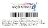 Angel Malone Soft Clear Earring Backs 4mm Tube Earnuts 100pcs UK Seller view 5
