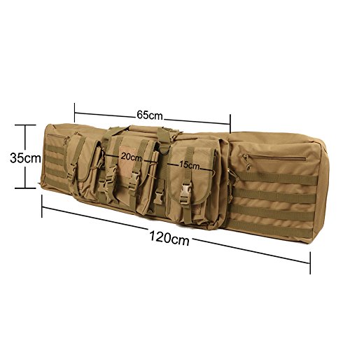 LUVODI Superstore Double Carbine Rifle Bag Soft Padded Oxford Tactical Gun Case Long Gun Storage Backpack with 3 Accessory Buckle Pouches & 2 Zipper Storage Bag in 39" 47" - Thumbnail 2