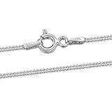 Amberta 925 Sterling Silver 1.3 mm Curb Chain Necklace 14