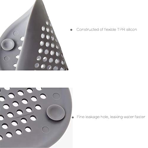 NOTSEK Shower Drain Covers, Silicone Tube Drain Hair Catcher Stopper with Sucker for Bathroom Kitchen, Rubber Bathtub Sink Strainer Plug Filter Trap Home Drain Protectors (Grey) - Thumbnail 5