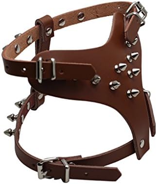 HOOTMALL Leather Spiked Studded Harness 13.5"-17" Chest For Small Dog Adjustable